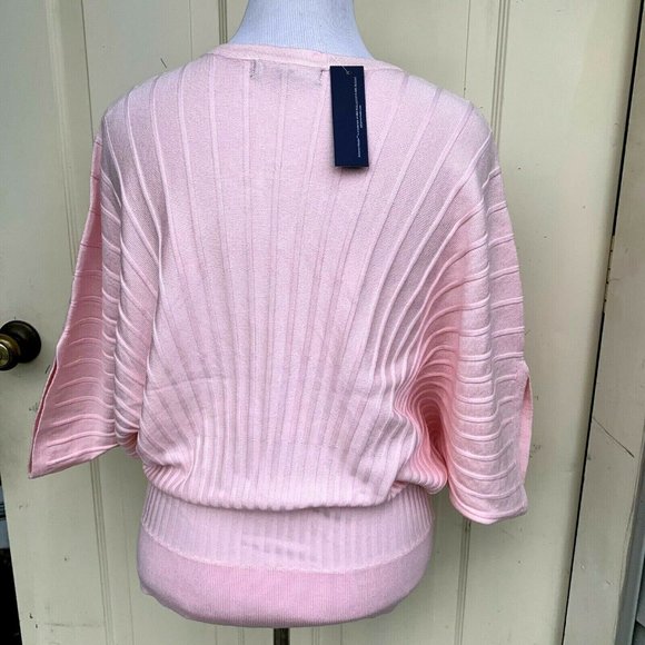 NWT Adrienne Vittadini pink striped texture rayon blend sweater size L - Picture 6 of 12